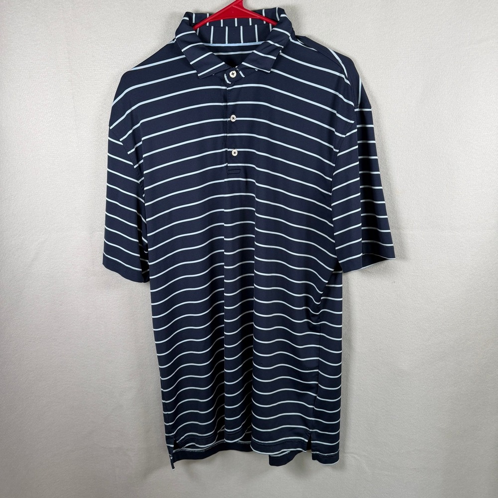 Johnnie-O Polo Shirt Mens XL Blue Twilight Striped JMPO1730 Performance Golf Top